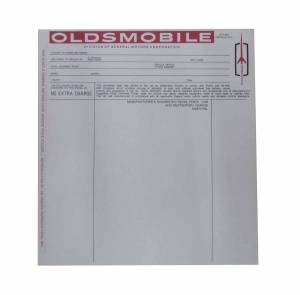 New Car Window Price Sheet