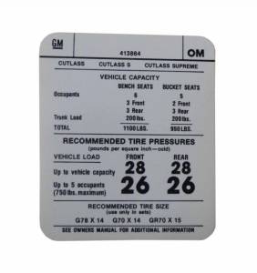 Tire Pressure Decal