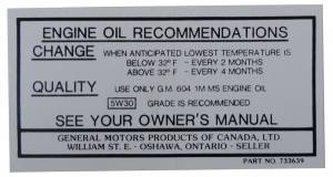 "Canada" Oil Change Decal