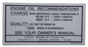 "Canada" Oil Change Decal