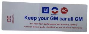 "Keep Your GM Car All GM" Air Cleaner Decal