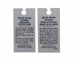 Electric Radio Antenna Instructions Tag