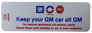"Keep Your GM Car All GM" Air Cleaner Decal