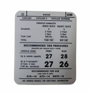 Tire Pressure Decal