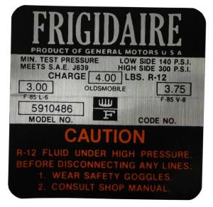 Frigidaire AC Compressor Decal (Orange)
