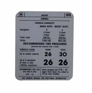 Tire Pressure Decal
