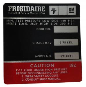 Frigidaire AC Compressor Decal