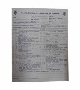 New Vehicle Pre-Delivery Sheet