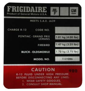 Frigidaire AC Compressor Decal