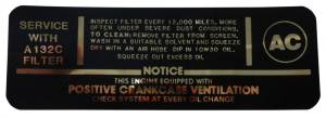 Air Cleaner Service Instructions Decal
