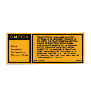 Aluminum Wheel Warning Decal