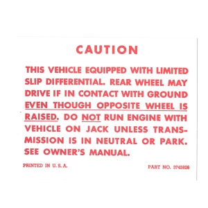 Positraction Warning Decal