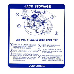 Jack Stowage Instructions Decal (Convertible)