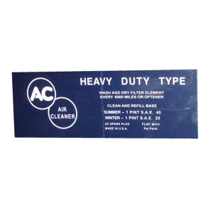 Air Cleaner Decal - Oil Bath Style