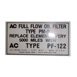 Oil Filter Lid Decal