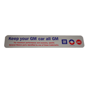 Air Cleaner Decal - "All GM"