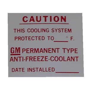 Dealer Installed Antifreeze Decal