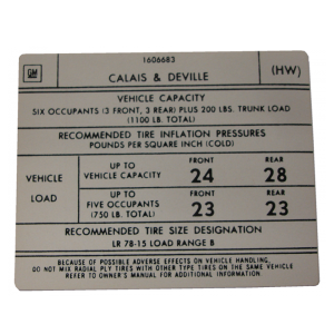 Tire Pressure Decal