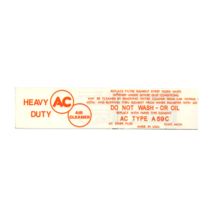 Air Cleaner Instructions Decal A59C