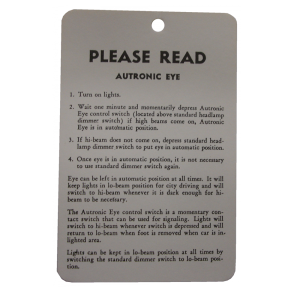 Autotronic Eye Instructions Tag