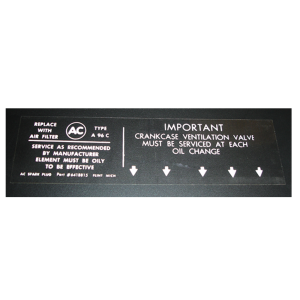 Air Cleaner Decal - Filter Type A96C - White