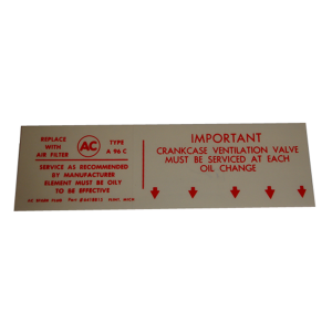 Air Cleaner Decal - Filter Type A96C - Orange