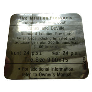 Tire Pressure Decal
