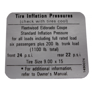 Tire Pressure Decal