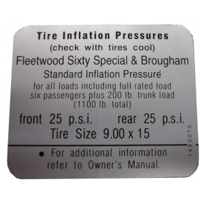 Tire Pressure Decal