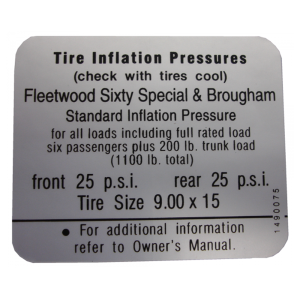 Tire Pressure Decal