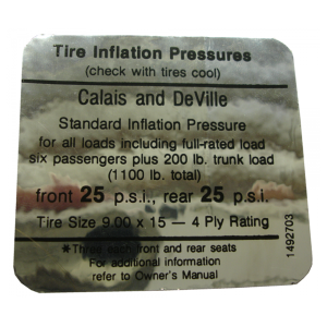 Tire Pressure Decal