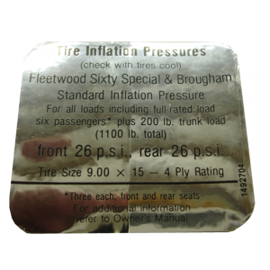 Tire Pressure Decal