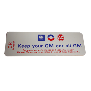 Air Cleaner Decal - "All GM"