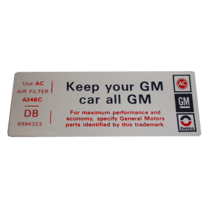 Air Cleaner Decal - "All GM"