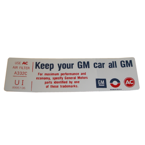 Air Cleaner Decal - Filter Type A332C