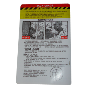 Jack Instructions Decal - In Trunk