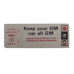 Air Cleaner Decal - "All GM"