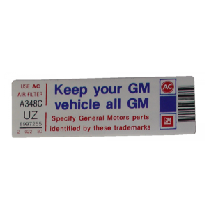 Air Cleaner Decal - "All GM"