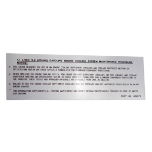 Cooling System Decal