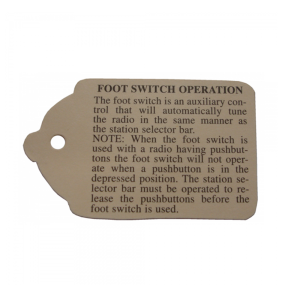 Wonderbar Radio Foot Operation Tag