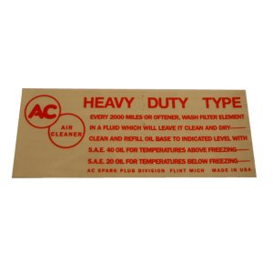 Air Cleaner Service Instructions Decal