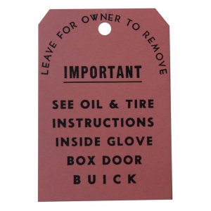 Tag - Oil & Tire Instruction