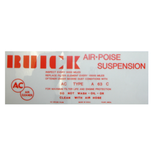 4 BBL Carburetor With Air Poised Suspension Air Cleaner Decal