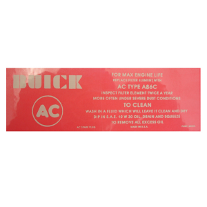 Air Cleaner Service Instructions Decal