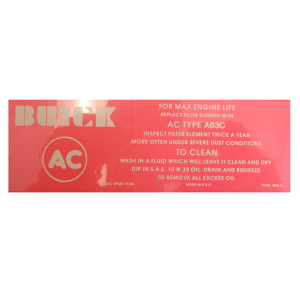 Air Cleaner Service Instructions Decal