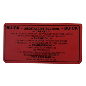 Tire & Oil Pressure Decal