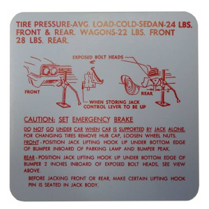 Jack Instructions / Tire Pressure Decal