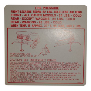 Jack Instructions / Tire Pressure Decal