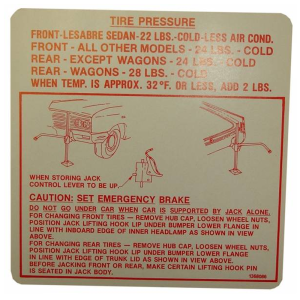 Jack Instructions / Tire Pressure Decal