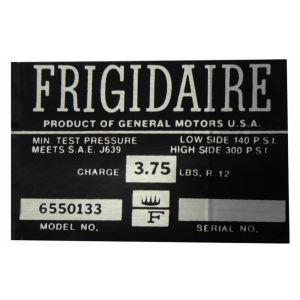 Frigidaire AC Compressor Decal